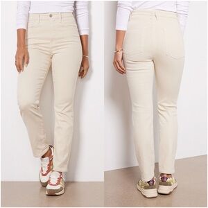 Good American Cream Straight Leg Jeans